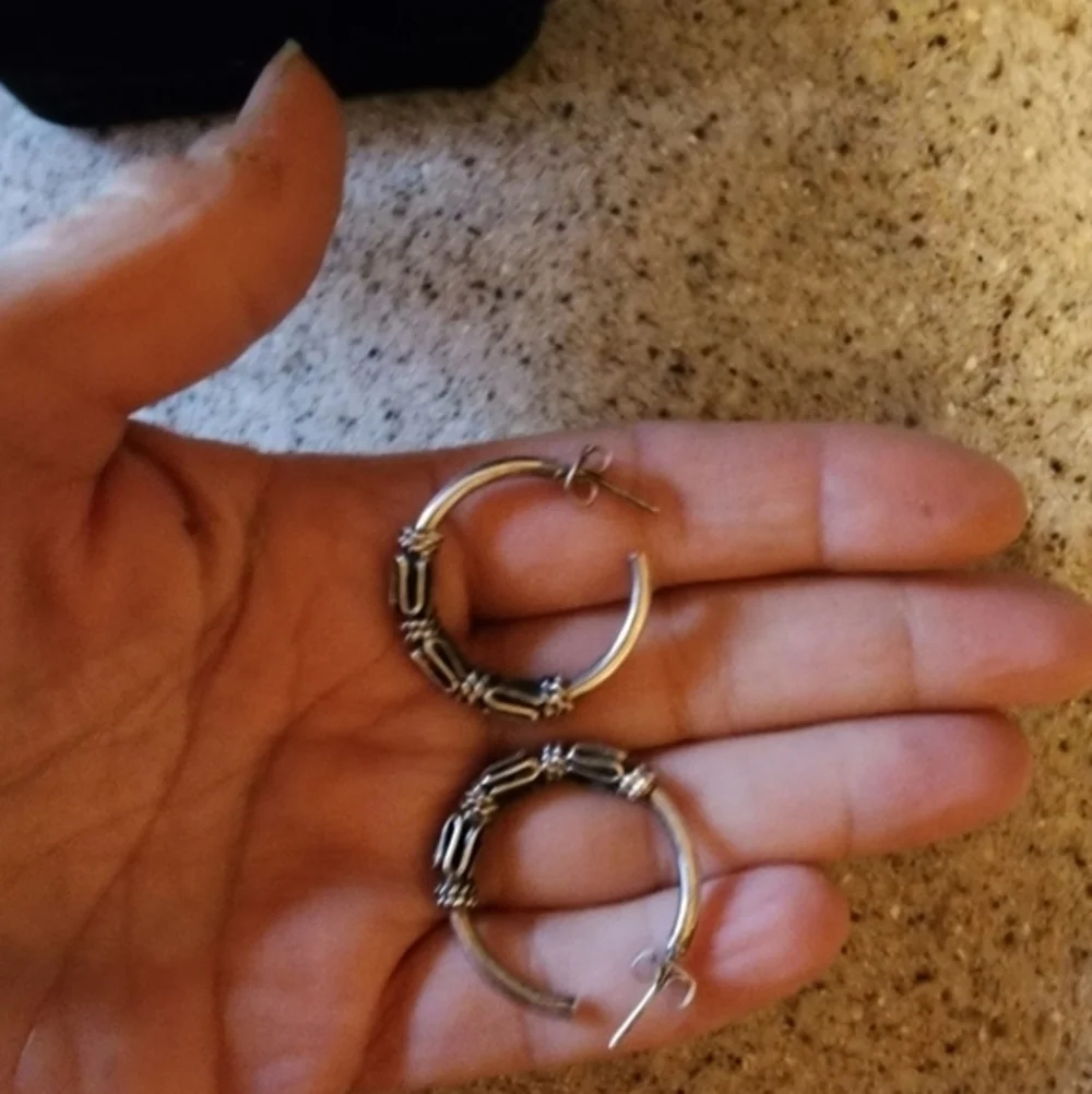 Vintage Sterling Abstract Hoops‎
